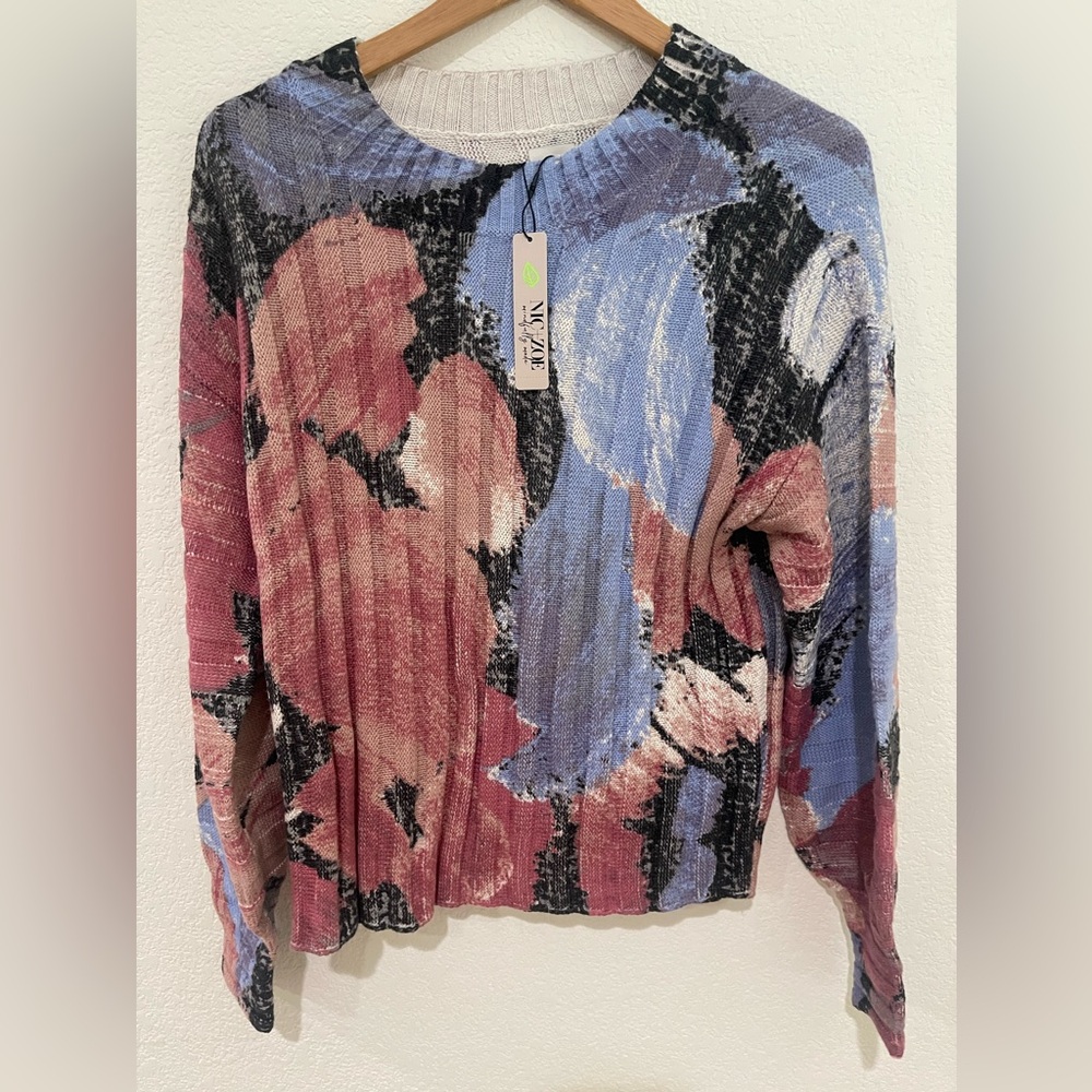 NWT NIC+ZOE Autumn Bloom Ribbed Sweater Size Medium